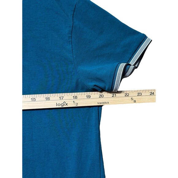 Stone Falcon V-Neck T-Shirt Mens L Blue Short Sleeve Knit Cotton Spandex Casual - Picture 7 of 7